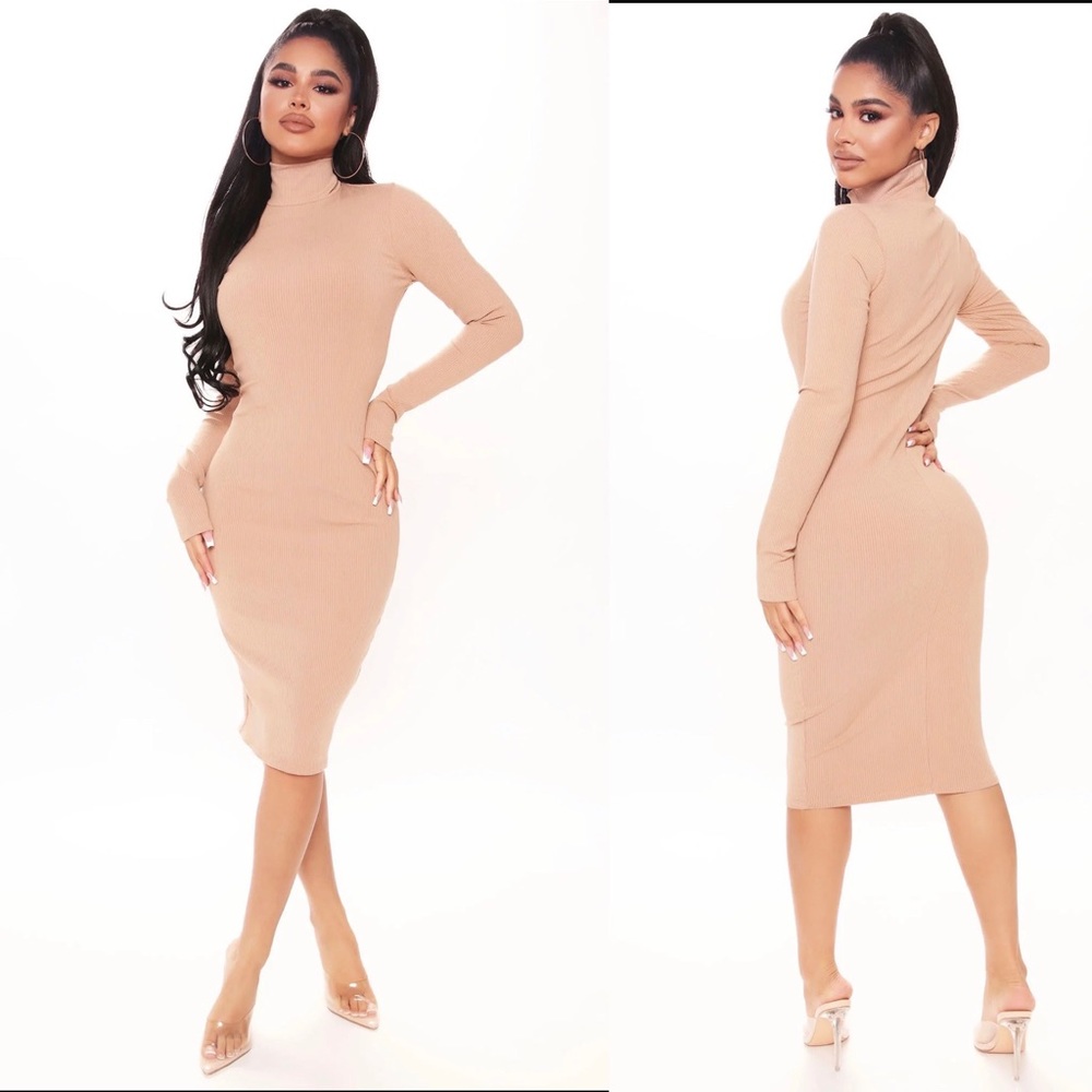 New fashion Nova snatched dress nude